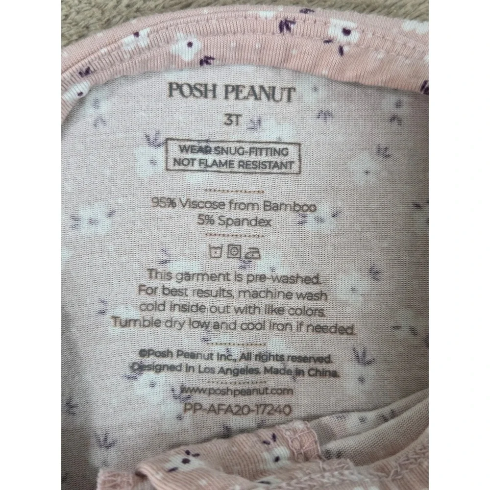 Posh Peanut Kids 3T Pink Floral Bamboo Viscose Pajama Set 2pc PP-AFA20-17240